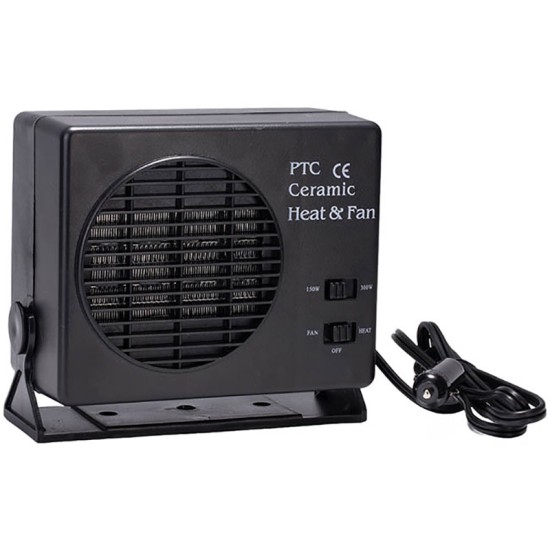 Αερόθερμο Αναπτήρα Αυτοκινήτου Κεραμικό 12 Volt 150-300 Watt Μαύρο