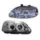 Μπροστινά Φανάρια Set Για Honda Civic 96-00 Angel Eyes & Led Χρωμίου H1/H1 Manual JunYan