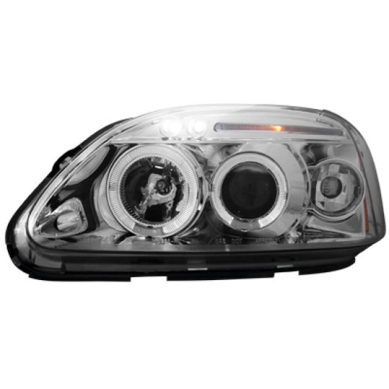 Μπροστινά Φανάρια Set Για Honda Civic 96-00 Angel Eyes & Led Χρωμίου H1/H1 Manual JunYan
