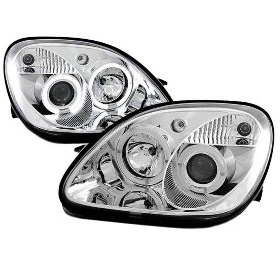 Μπροστινά Φανάρια Set Για Mercedes-Benz SLK R170 96-04 Angel Eyes Χρωμίου H1/H1 Manual Sonar