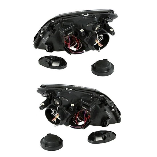 Μπροστινά Φανάρια Set Για Opel Vectra C 02-05 Angel Eyes Μαύρα H7/H7 Depo