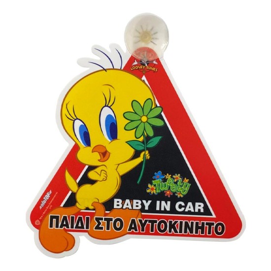 Σήμα ''Παιδί στο Αυτοκίνητο Tweety΄΄ Με Βεντούζα WΒ 5442 1 Τεμάχιο