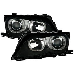 Μπροστινά Φανάρια Set Για Bmw 3 E46 Sedan/Caravan 01-05 Led  Angel Eyes Μαύρα H7/H7 Με Μοτέρ Depo Μπροστινά Φανάρια Set Για Bmw 3 E46 Sedan/Caravan 01-05 Led  Angel Eyes Μαύρα H7/H7 Με Μοτέρ Depo