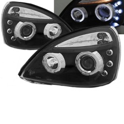 Μπροστινά Φανάρια Set Για Renault Clio 01-05 Angel Eyes & Led Μάυρα H1/H1 JunYan Μπροστινά Φανάρια Set Για Renault Clio 01-05 Angel Eyes & Led Μάυρα H1/H1 JunYan
