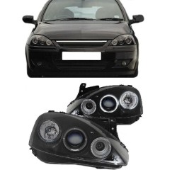 Μπροστινά Φανάρια Set Για Opel Corsa C 00-06 Angel Eyes Μαύρα H1/H1 Sonar