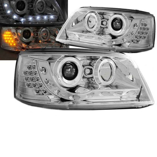 Μπροστινά Φανάρια Set Για vw T5 03-09 DRL & Led Φλας H1/H1 Με Μοτέρ JunYan