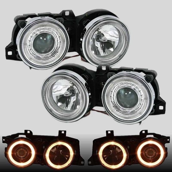Μπροστινά Φανάρια Set Για Bmw 3 E30 82-94 Angel Eyes Χρωμίου H1/H1 Manual Depo