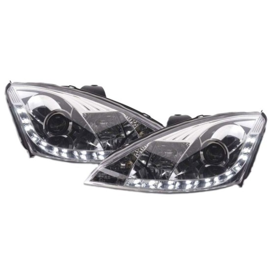 Μπροστινά Φανάρια Set Για Ford Focus 98-01 DRL Χρωμίου H1/H1 Sonar