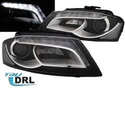 Μπροστινά Φανάρια Set Για Audi A3 8P 08-12 TRU DRL Oem look Μαύρα H7 Με Μοτέρ Depo Μπροστινά Φανάρια Set Για Audi A3 8P 08-12 TRU DRL Oem look Μαύρα H7 Με Μοτέρ Depo