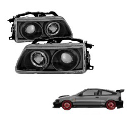 Μπροστινά Φανάρια Set Για Honda CRX 90-92 Angel Eyes Μαύρα H1/H1 Manual Sonar