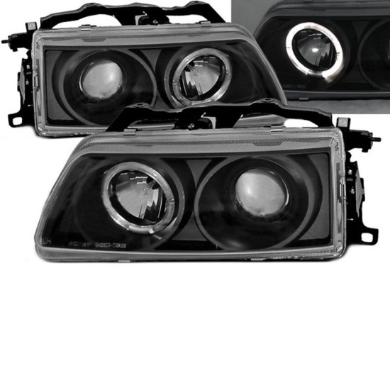 Μπροστινά Φανάρια Set Για Honda CRX 90-92 Angel Eyes Μαύρα H1/H1 Manual Sonar