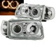 Μπροστινά Φανάρια Set Για Vw Polo 6N 94-99 Angel Eyes Χρωμίου H7/H7 Με Μοτέρ Depo