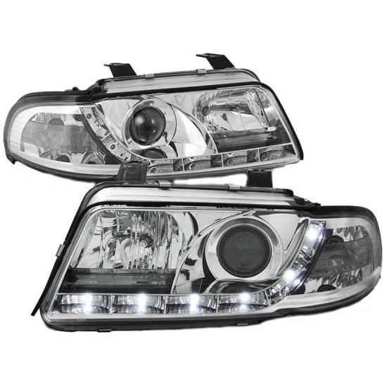 Μπροστινά Φανάρια Set Για Audi A4 B5 94-98 DRL Χρωμίου H1/H1 Sonar