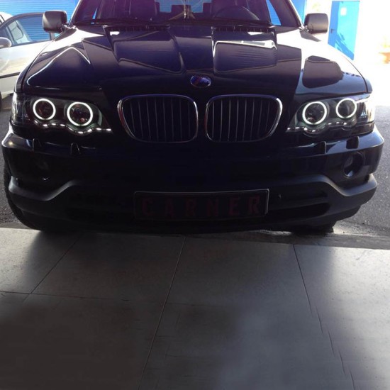 Μπροστινά Φανάρια Set Για Bmw X5 E53 99-03 CCFL Angel Eyes & DRL Μαύρα Xenon D2S/H1 Eagle Eyes
