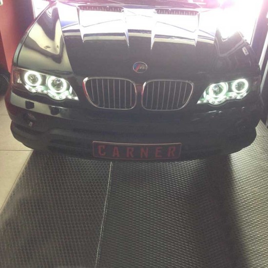 Μπροστινά Φανάρια Set Για Bmw X5 E53 99-03 CCFL Angel Eyes & DRL Μαύρα Xenon D2S/H1 Eagle Eyes