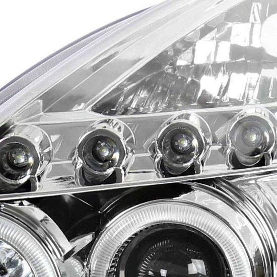Μπροστινά Φανάρια Set Για Toyota Celica T230 99-05 Angel Eyes & Led Χρωμίου H3/H1 Manual Junyan