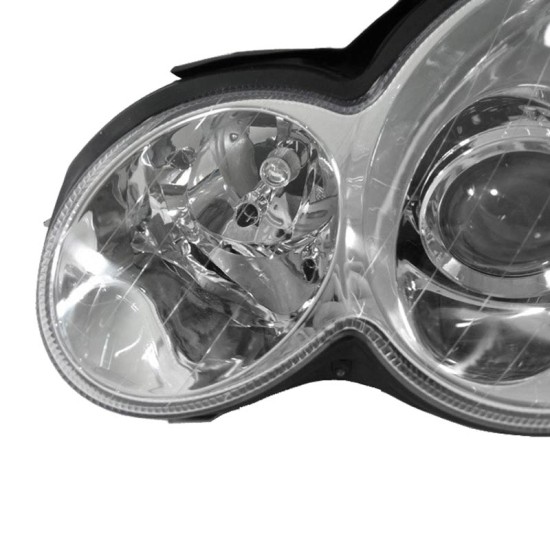 Μπροστινά Φανάρια Set Για Mercedes-Benz CL203 SportsCoupe 00-04 Projectors Χρωμίου H7/H7 Με Ρυθμιστή Αέρος Depo