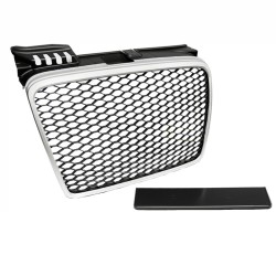 Μάσκα Για Audi A4 B7 04-07 RS4 Look Κυψελωτή Ασημί/Μαύρο 1 Τεμάχιο