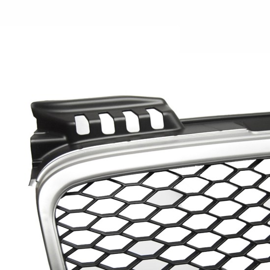 Μάσκα Για Audi A4 B7 04-07 RS4 Look Κυψελωτή Ασημί/Μαύρο 1 Τεμάχιο