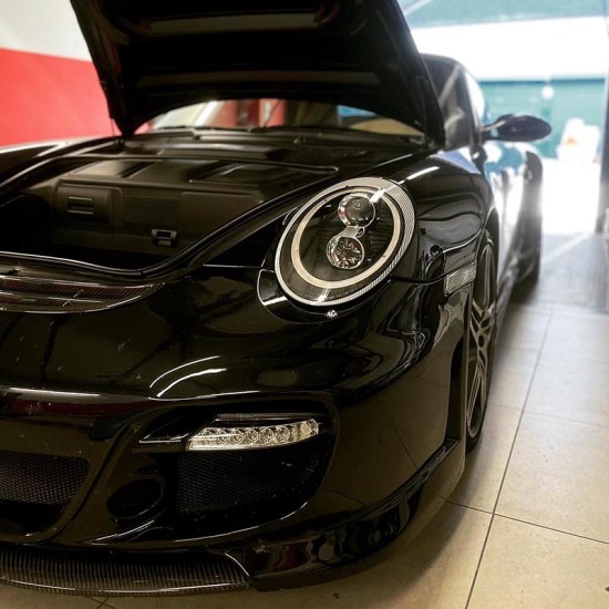 Μπροστινά Φανάρια Set Για Porsche Carrera 911 997 04-09 DRL Tube Lights Μαύρα Xenon D2S/H1 Sonar