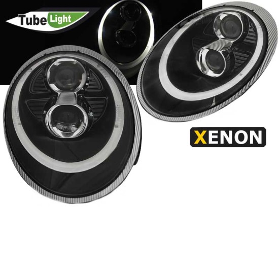 Μπροστινά Φανάρια Set Για Porsche Carrera 911 997 04-09 DRL Tube Lights Μαύρα Xenon D2S/H1 Sonar