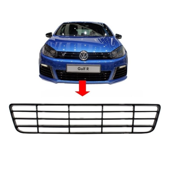 Κεντρική Σίτα Προφυλακτήρα Για VW Golf VI (6) 08-12 R20 Μαύρη 1 Τεμάχιο