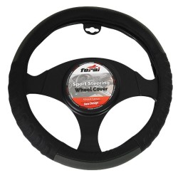 Κάλυμμα Τιμονιού Αυτοκινήτου PU Ανάγλυφο Μαύρο/Γκρι Medium 38cm Κάλυμμα Τιμονιού Αυτοκινήτου PU Ανάγλυφο Μαύρο/Γκρι Medium 38cm