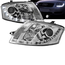 Μπροστινά Φανάρια Set Για Audi TT 8N 98-05 DRL Χρωμίου H7/H1/H7 Με Μοτέρ Sonar