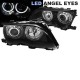 Μπροστινά Φανάρια Set Για Bmw 3 E46 Sedan/Caravan 01-05 LED Angel Eyes Μαύρα H7/H7 Με Μοτέρ Eagle Eyes