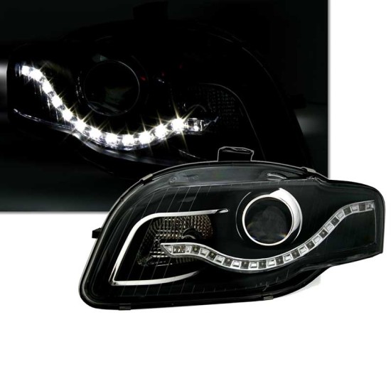 Μπροστινά Φανάρια Set Για Audi A4 B7 04-08 Μαύρα H9 Με Μοτέρ Eagle Eyes