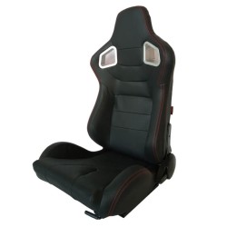 Καθίσματα Bucket RS Δερματίνη Μαύρα Με Κόκκινες Ραφές Ζευγάρι 2 Τεμαχίων