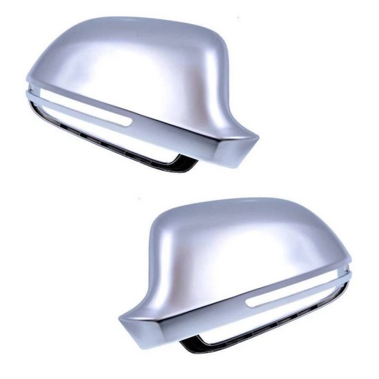 Καπάκια Καθρεφτών Για Audi A3 8P 08-10, A4 B8 08-11, A5 8T 07-11, A6 C6 4F 09-11, A8 D3 , Q3 8U , Καβούκια Brushed Aluminium 2 Τεμάχια