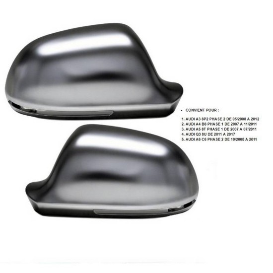 Καπάκια Καθρεφτών Για Audi A3 8P 08-10, A4 B8 08-11, A5 8T 07-11, A6 C6 4F 09-11, A8 D3 , Q3 8U , Καβούκια Brushed Aluminium 2 Τεμάχια