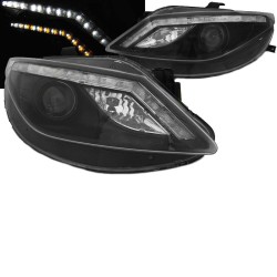 Μπροστινά Φανάρια Set Για Seat Ibiza 6J 08-12 DRL & Led Φλας Μαύρα H9 Με Μοτέρ JunYan Μπροστινά Φανάρια Set Για Seat Ibiza 6J 08-12 DRL & Led Φλας Μαύρα H9 Με Μοτέρ JunYan
