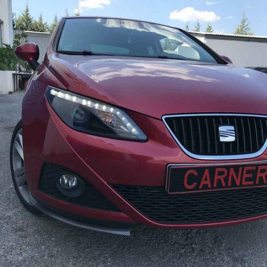 Μπροστινά Φανάρια Set Για Seat Ibiza 6J 08-12 DRL & Led Φλας Μαύρα H9 Με Μοτέρ JunYan