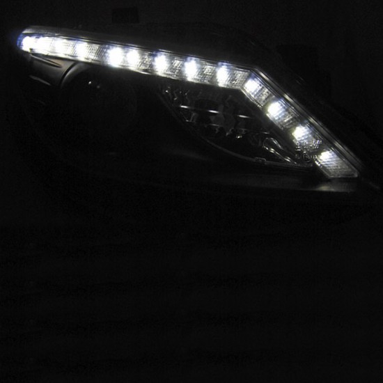 Μπροστινά Φανάρια Set Για Seat Ibiza 6J 08-12 DRL & Led Φλας Μαύρα H9 Με Μοτέρ JunYan