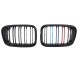 Καρδιές Μάσκας Για Bmw 3 E46 99-01 Sedan/Touring/Compact M4 Look Με Διπλή Γρίλια Tri-color / Μαύρο Γυαλιστερό 2 Τεμάχια