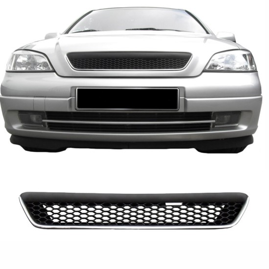 Μάσκα Για Opel Astra G 98-04 Κυψελωτή Χρώμιο/Μαύρη 1 Τεμάχιο