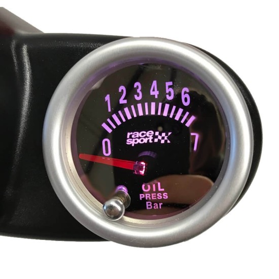 'Οργανο Πίεσης Λαδιού Racesport Mirror Look Φιμέ 52mm Με 7 Χρώματα