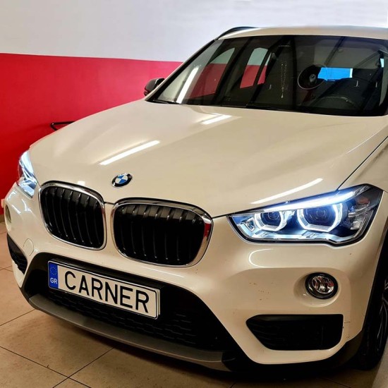Μπροστινά Φανάρια Set Για Bmw X1 F48 15+ Angel Eyes Full Led Upgrade Μαύρα Με Μοτέρ