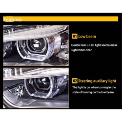 Μπροστινά Φανάρια Set Για Bmw X1 F48 15+ Angel Eyes Full Led Upgrade Μαύρα Με Μοτέρ