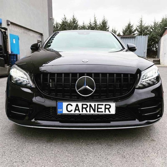 Μάσκα Για Mercedes-Benz C-Class W205 14+ GT Amg Panamericana Look Γυαλιστερή Μαύρη 1 Τεμάχιο