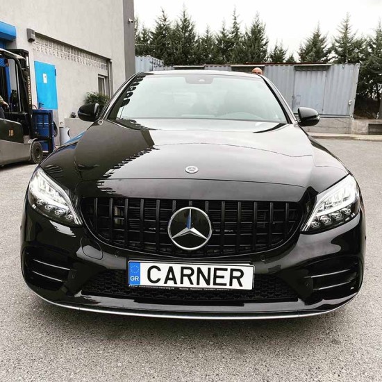 Μάσκα Για Mercedes-Benz C-Class W205 14+ GT Amg Panamericana Look Γυαλιστερή Μαύρη 1 Τεμάχιο