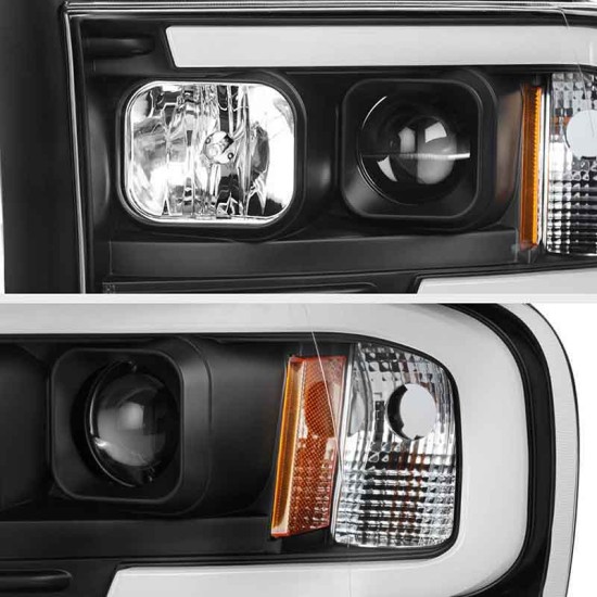 Μπροστινά Φανάρια Set Για Dodge Ram 02-06 DRL Tube Lights Μαύρα H1/H1 Manual Sonar