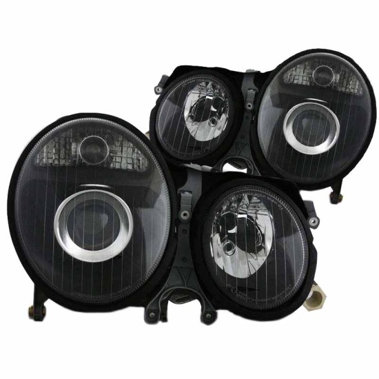 Μπροστινά Φανάρια Set Για Mercedes-Benz E-Class W210 99-02 Projectors Μαύρα H7/H7 Με Ρύθμιση Αέρος Depo
