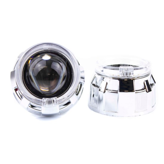 Καπάκια Για Προτζέκτορες 2.5" Mini Gatling Gun Με Led Angel Eyes Χρώμιο Retrofitlab 2 Τεμάχια