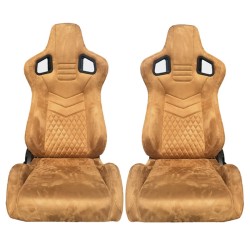 Καθίσματα Bucket RS Suede Αλκαντάρα Μπεζ Με Μπεζ Ραφές Ζευγάρι 2 Τεμαχίων