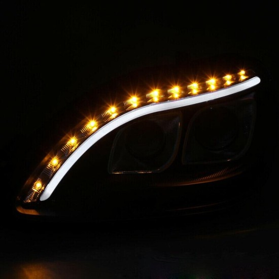 Μπροστινά Φανάρια Set Για Mercedes-Benz S-Class W220 98-05 DRL & Led Φλας ΜαύραH7/H1 Manual JunYan
