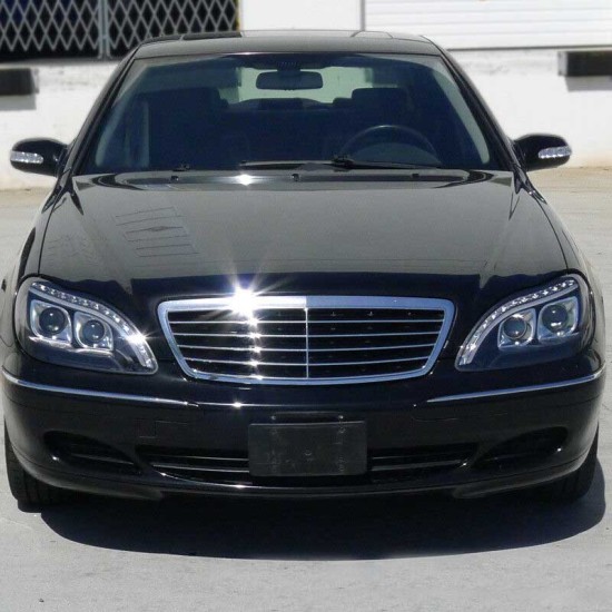 Μπροστινά Φανάρια Set Για Mercedes-Benz S-Class W220 98-05 DRL & Led Φλας ΜαύραH7/H1 Manual JunYan