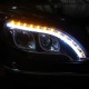 Μπροστινά Φανάρια Set Για Mercedes-Benz S-Class W220 98-05 DRL & Led Φλας ΜαύραH7/H1 Manual JunYan